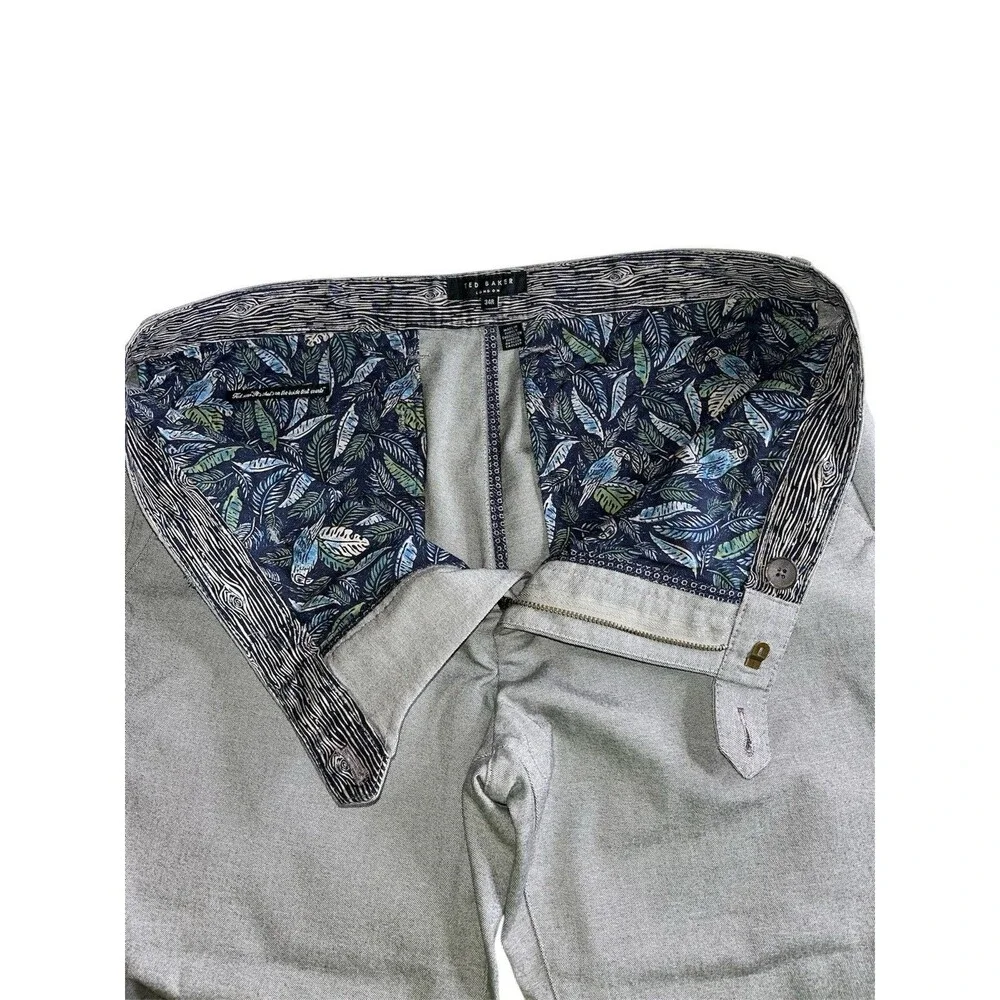 Ted Baker Pants Mens 34x28 Gray Volvek Classic Fit Trouser Flat Front Chino